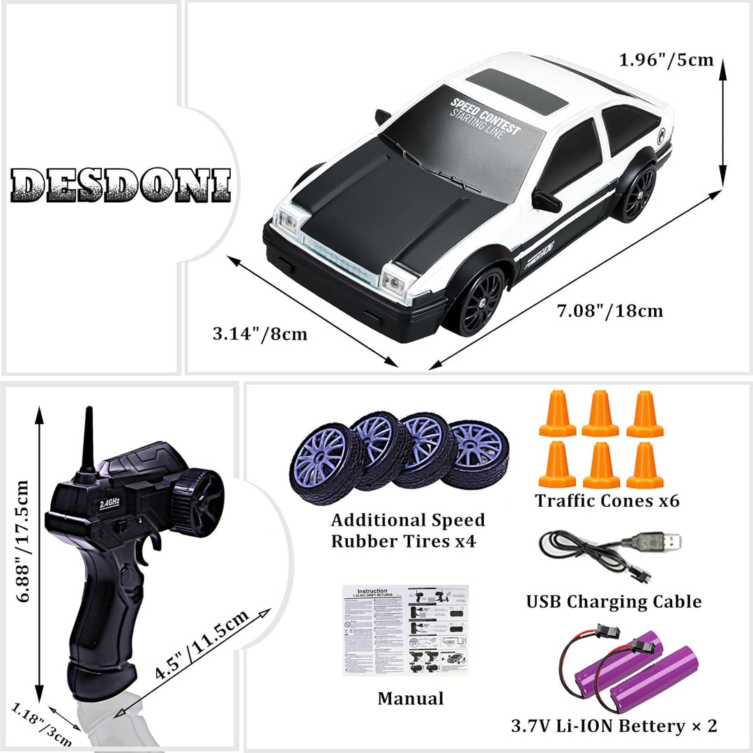 Auto de control remoto RC Drift Car 2.4GHz escala 1:24 4WD 15KM\/H...