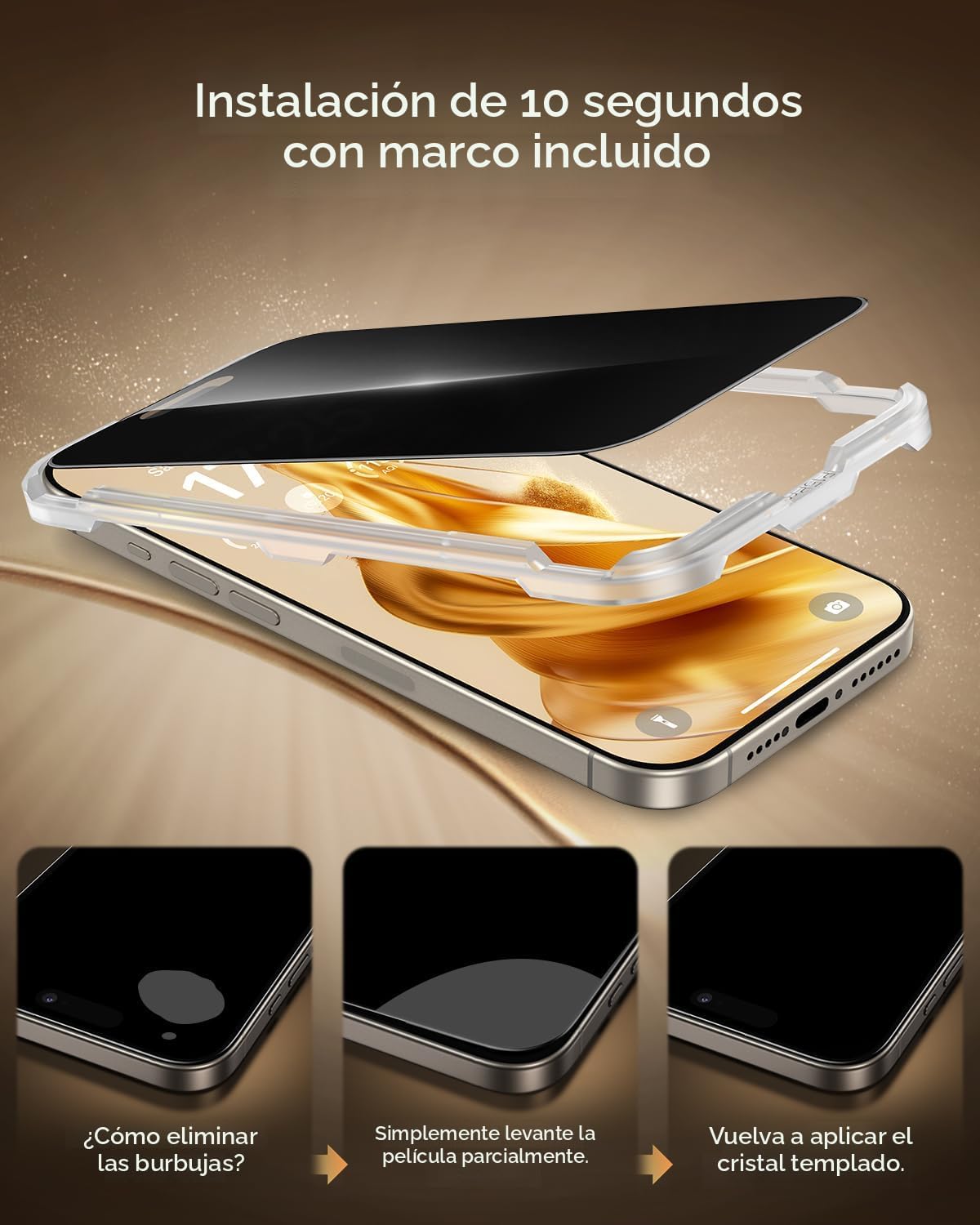 UNBREAKcable - Protector de pantalla de privacidad para iPhone 16 Pro Max, cobertura completa