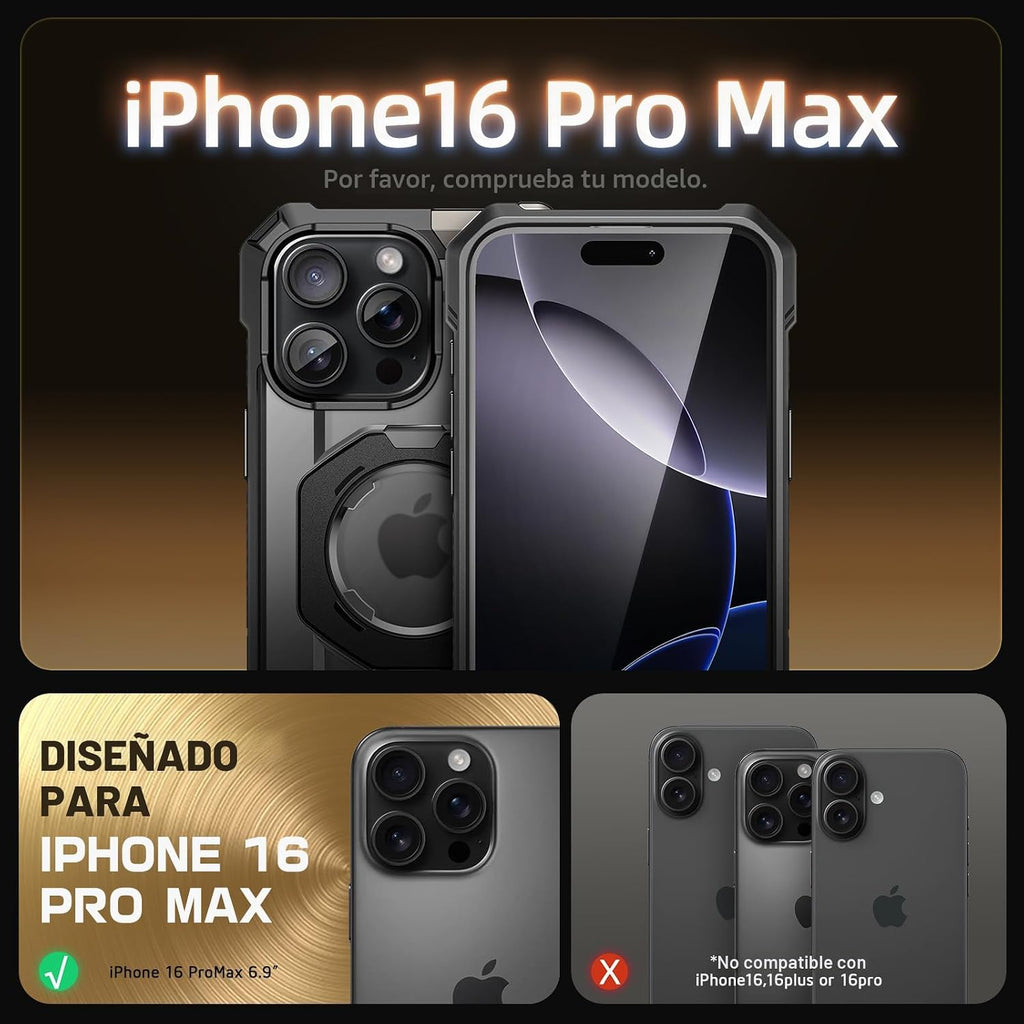 SUPCASE para iPhone 16 Pro Max Case con Botón de Control de Cámara, Negro