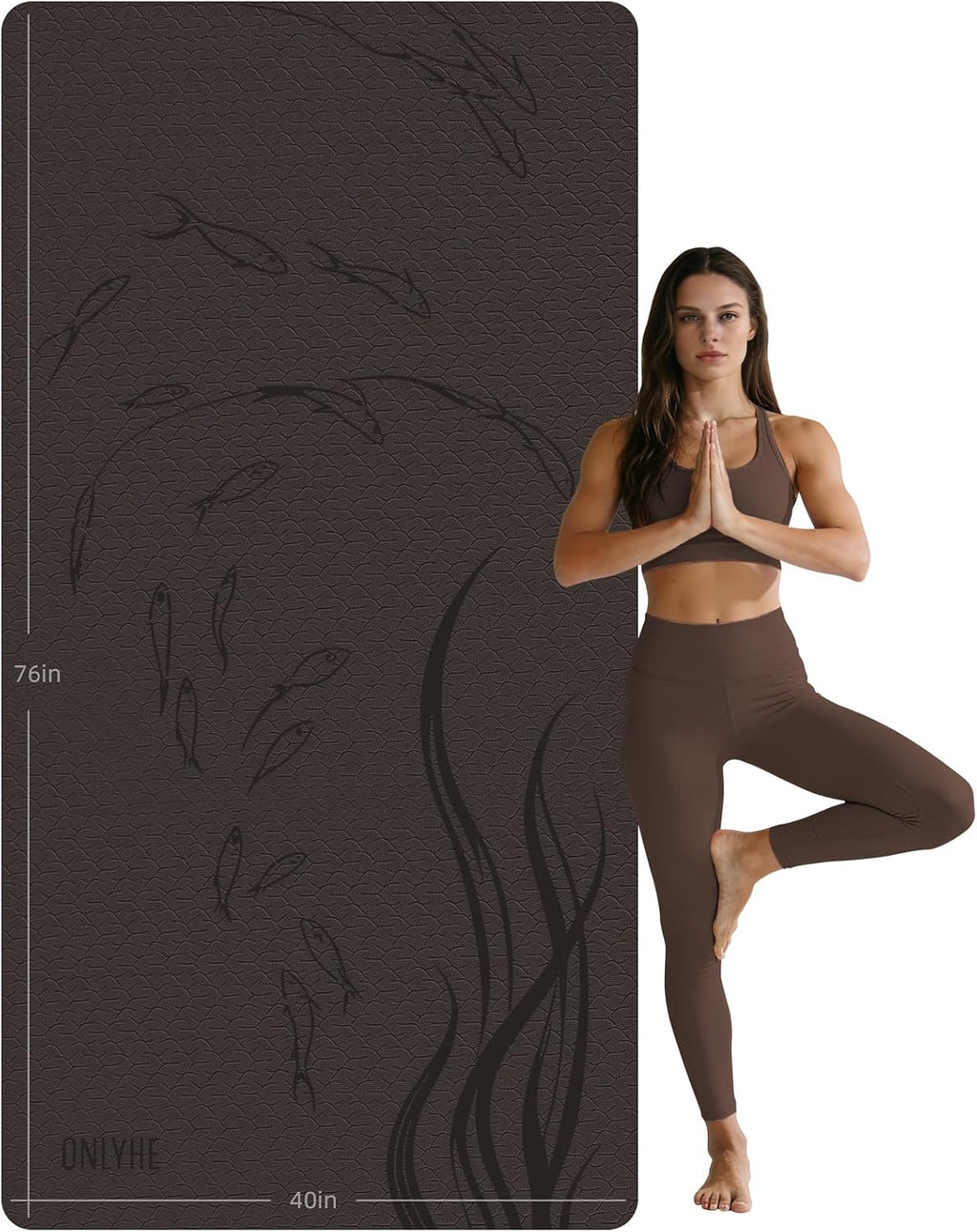Esterilla de yoga extra ancha 76"x40"x10mm TPE antideslizante