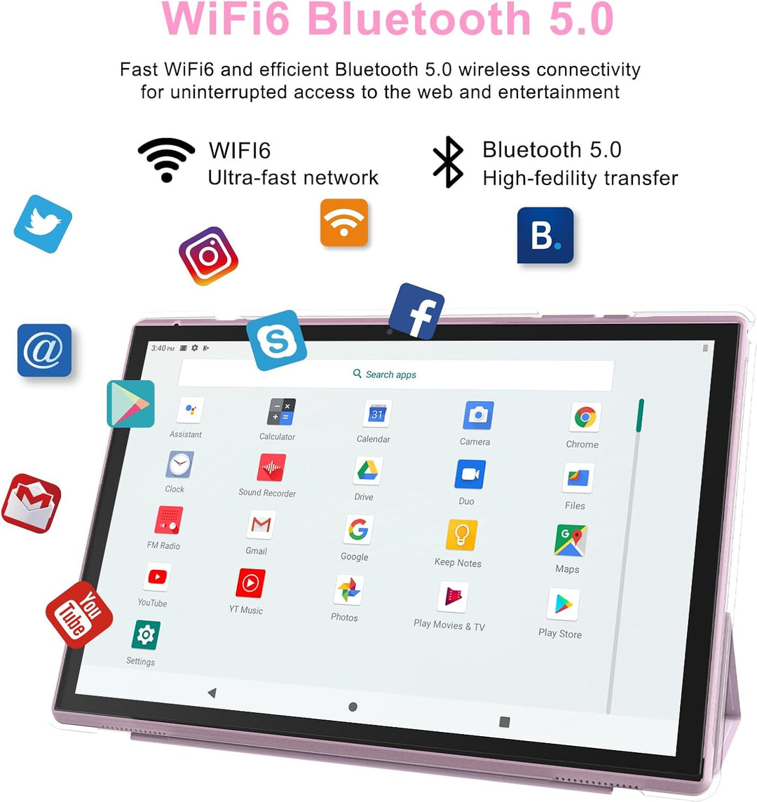 Tableta de 10 pulgadas Android 14 con estuche y lápiz táctil, 6GB R...