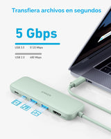 Anker Hub USB C, concentrador USBC a HDMI 5 en 1 con pantalla 4K, U...