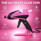 Juego de pistola y palos de pegamento caliente de tamaño completo (rosa)