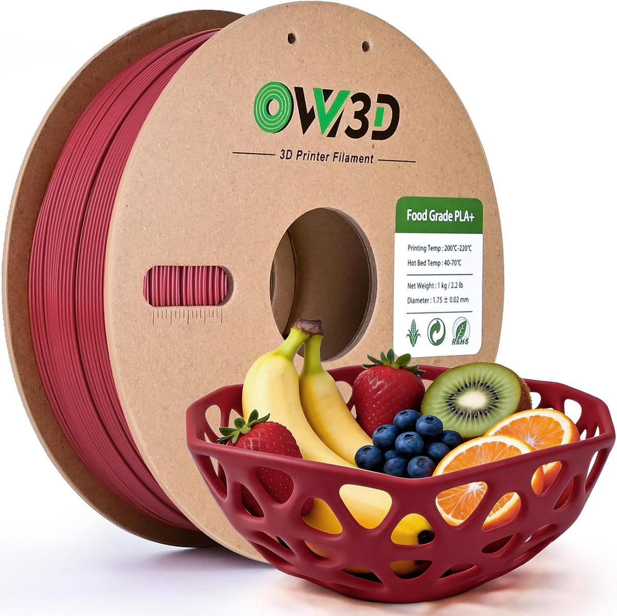 OVV3D Filamento PLA de grado alimenticio de 0.069 pulgadas (0.069 i...