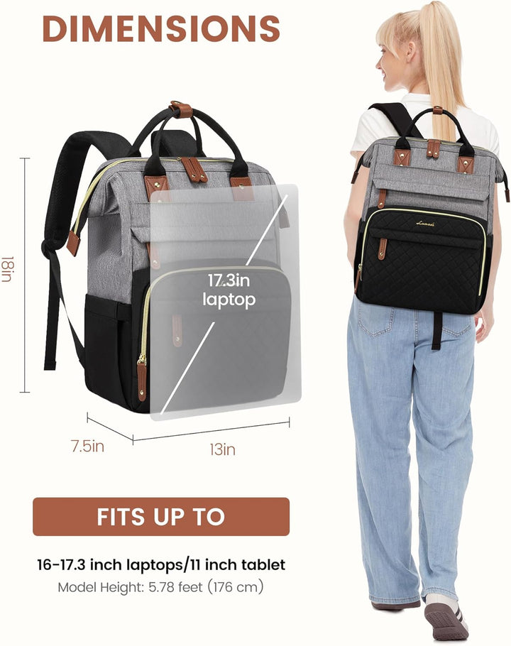 Mochila para laptop LOVEVOOK para mujer, Negro gris