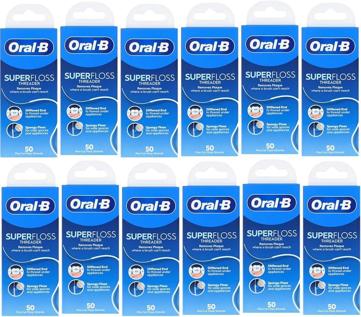 Oral-B Super Floss - Hilos de menta precortados, enhebradores, 50 u...