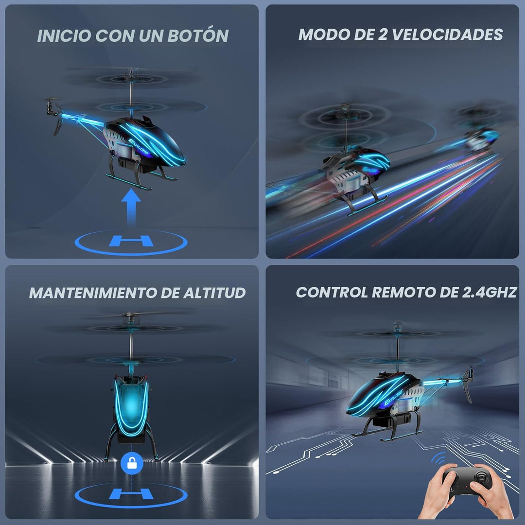 BUSSGO Helicóptero RC, helicóptero de control remoto para niños con...