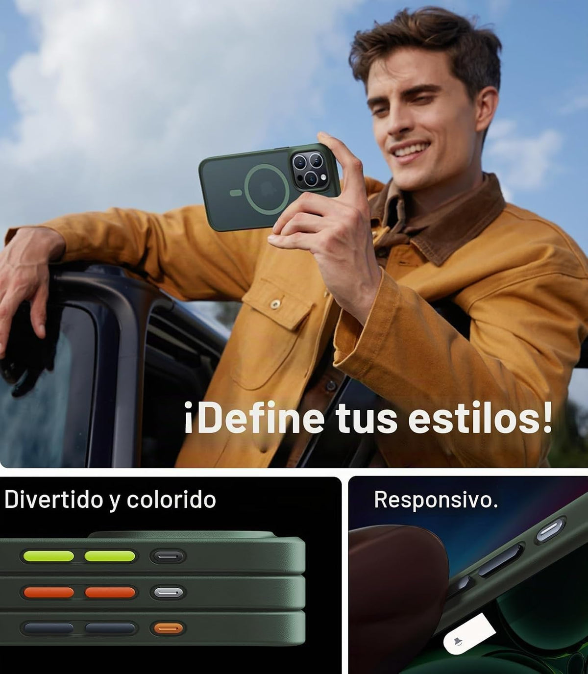 TORRAS Funda magnética a prueba de golpes para iPhone 15 Pro, grado mil