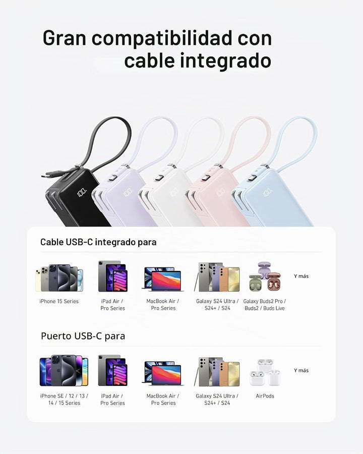 Anker Cargador portátil Nano 3 en 1 para iPhone, batería externa de...
