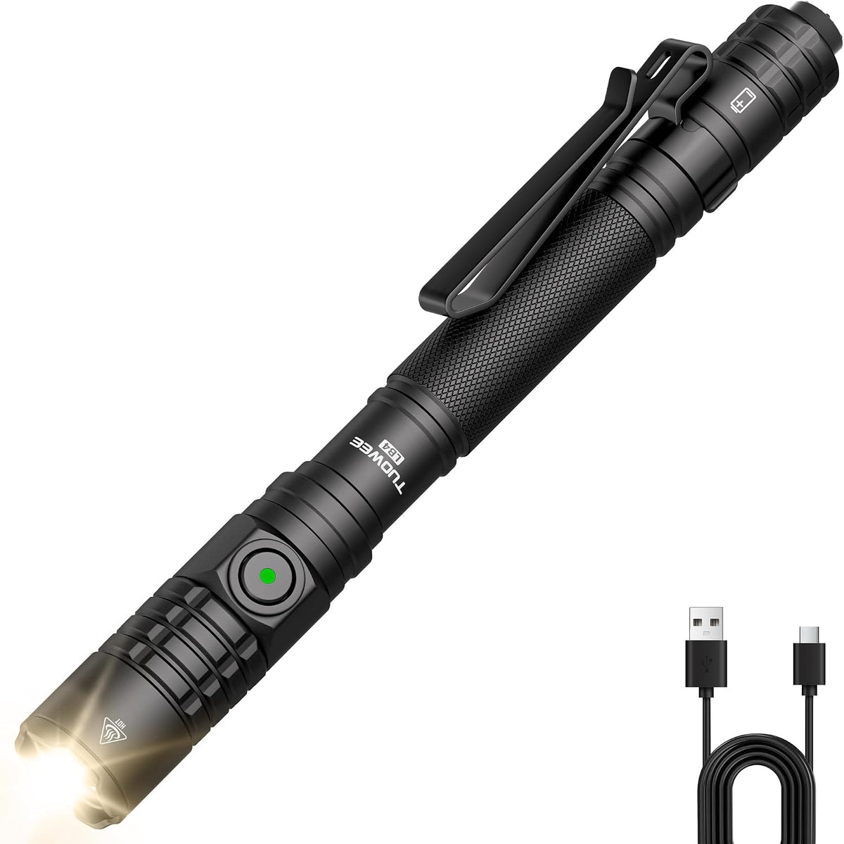 Linterna táctica EDC recargable, doble modo de 1200 lúmenes altos, linterna LED de bolsillo de doble interruptor, luz de flash pequeña súper brillante para emergencia, campamento, hogar