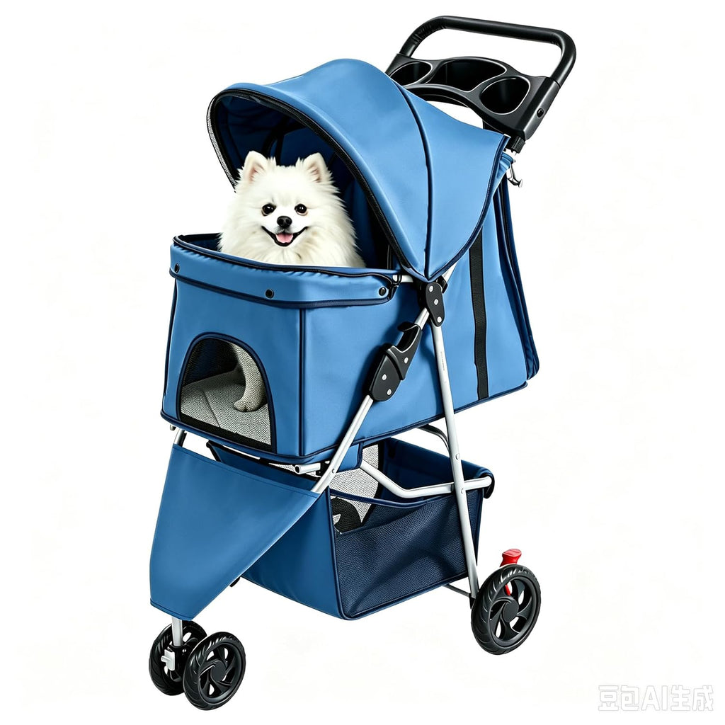 DUMOS Cochecito para mascotas de 3 ruedas para perros y gatos pequeños