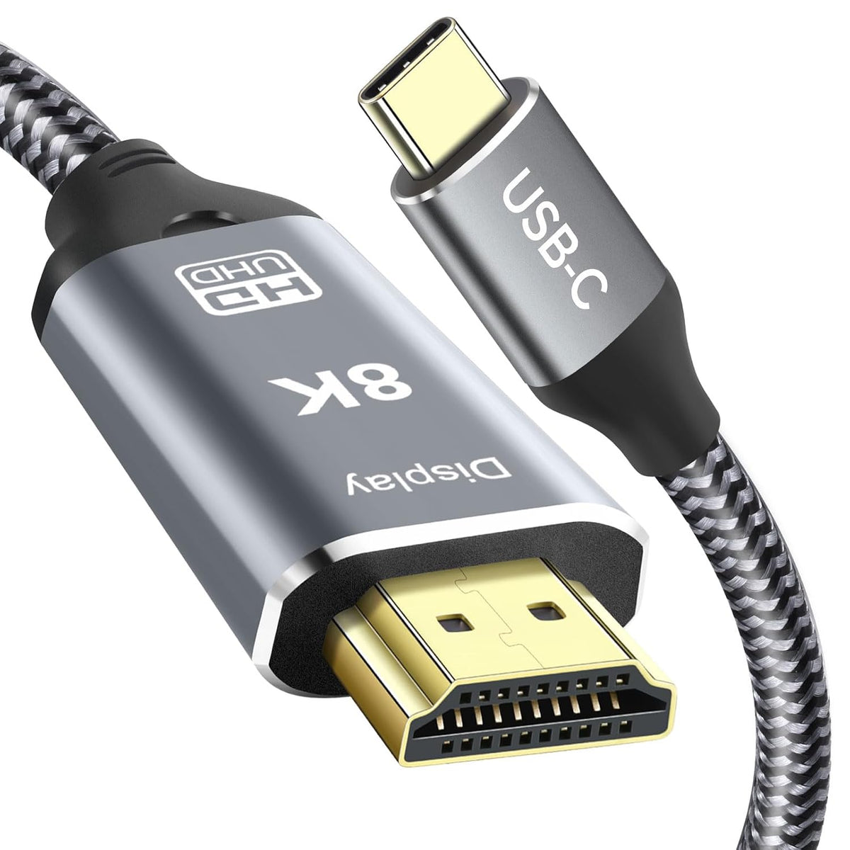 Cable USB C a HDMI 2.1, 6 pies, 8K a 60 Hz 4K a 120 Hz, Thunderbolt 4/5 a HDMI, tipo C compatible con MacBook Pro M4, M3, iPad, iPhone 16Pro, HDCP 2.3 y HDR10, 48 Gbps