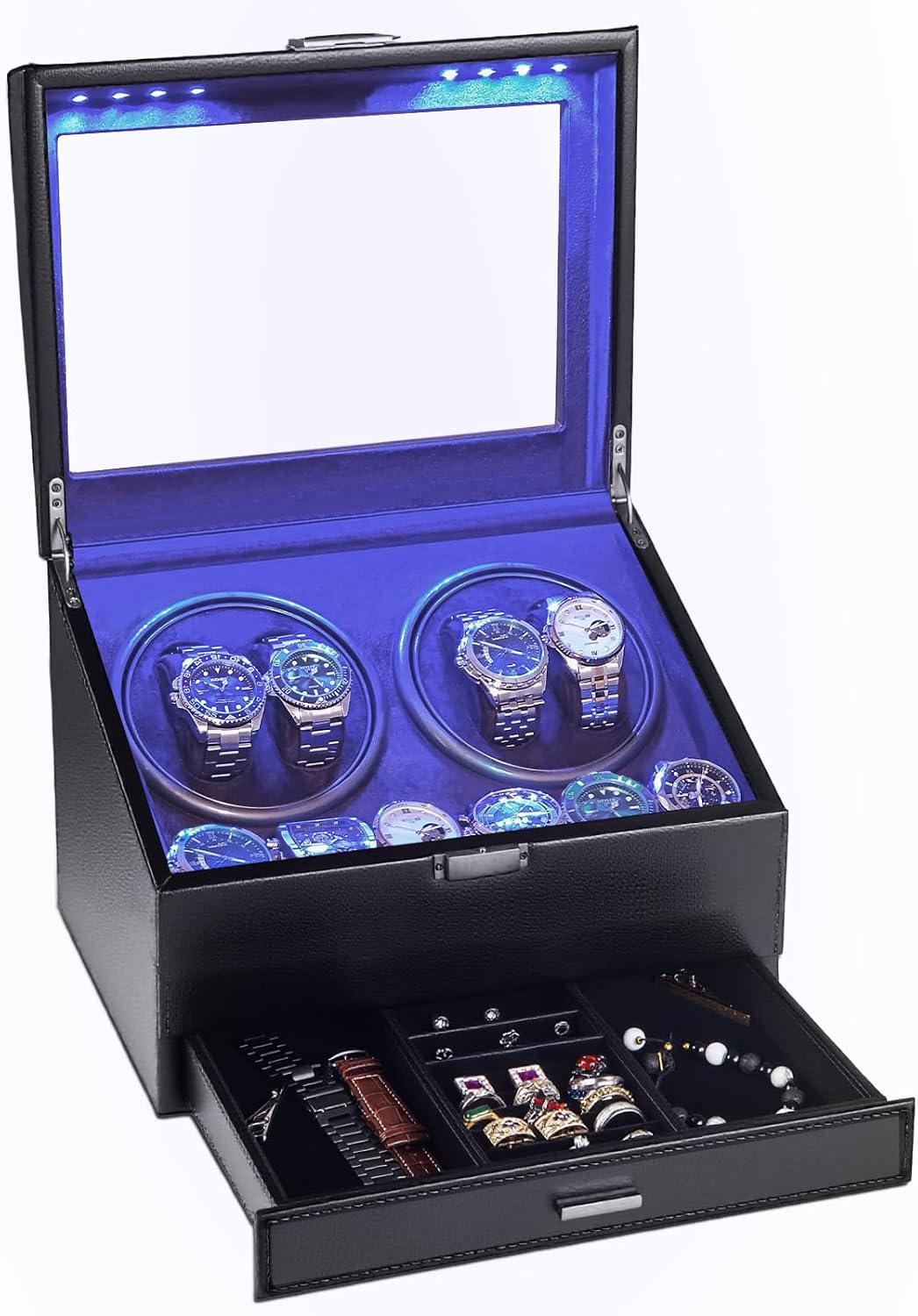Bobinadoras de reloj para 4 relojes automáticos + almacenamiento de 6
