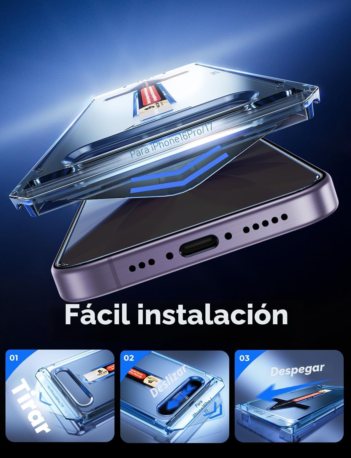 MAGIC JOHN Protector de pantalla de privacidad para iPhone 17, fácil