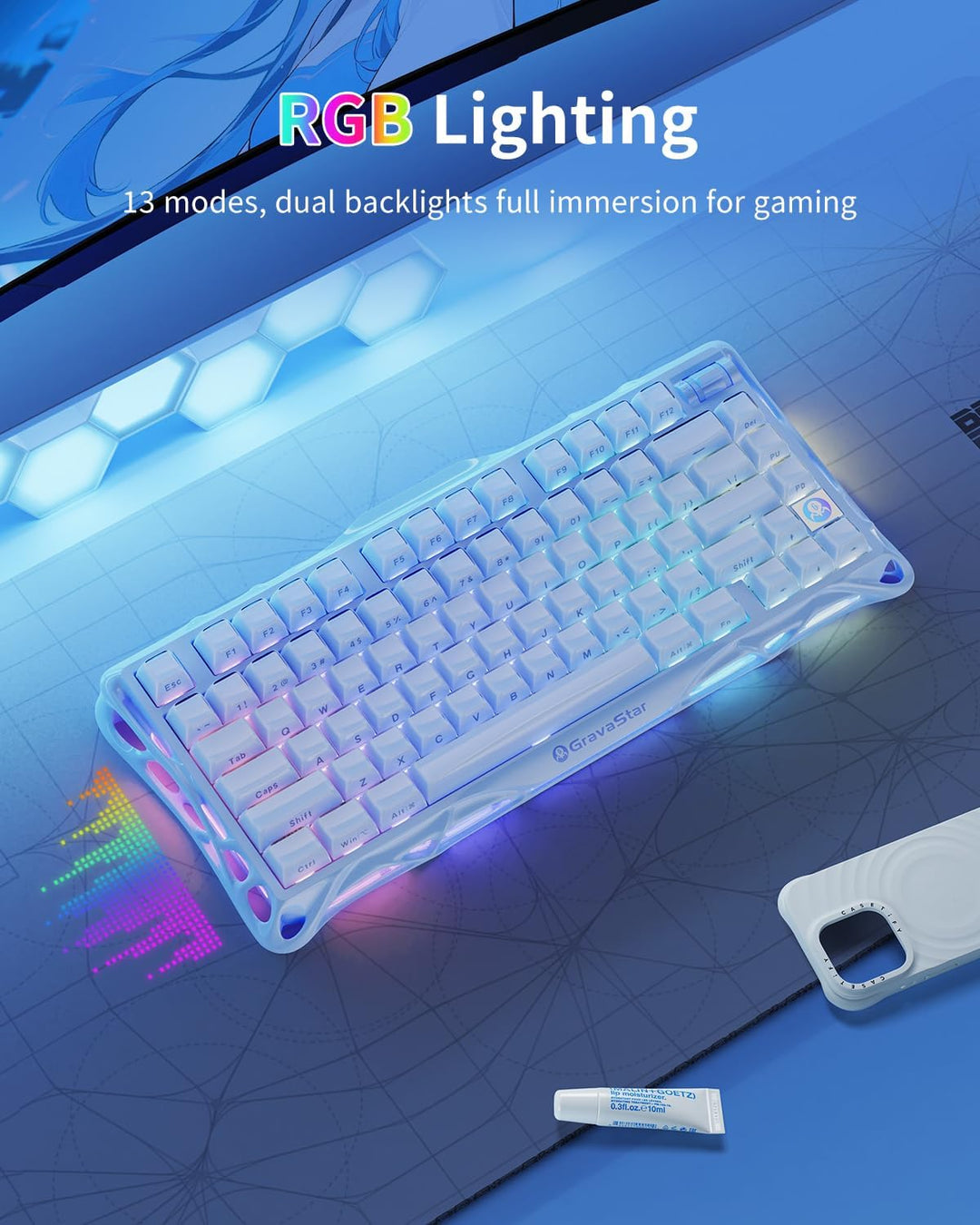 GravaStar Mercury K1 75% Blue Gaming Keyboard, Aluminum Alloy Mecha...