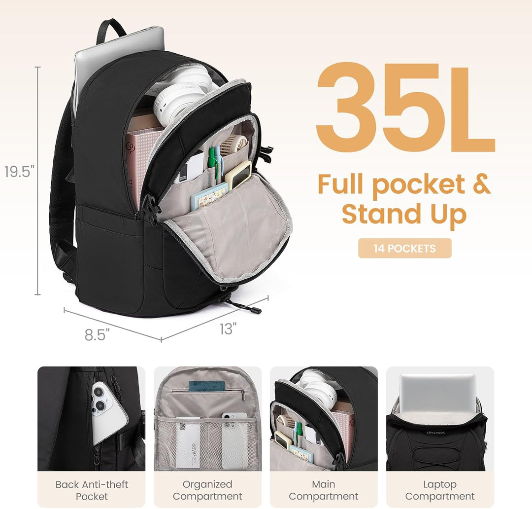 LOVEVOOK - Mochila para laptop acolchada para mujer, 18 pulg.