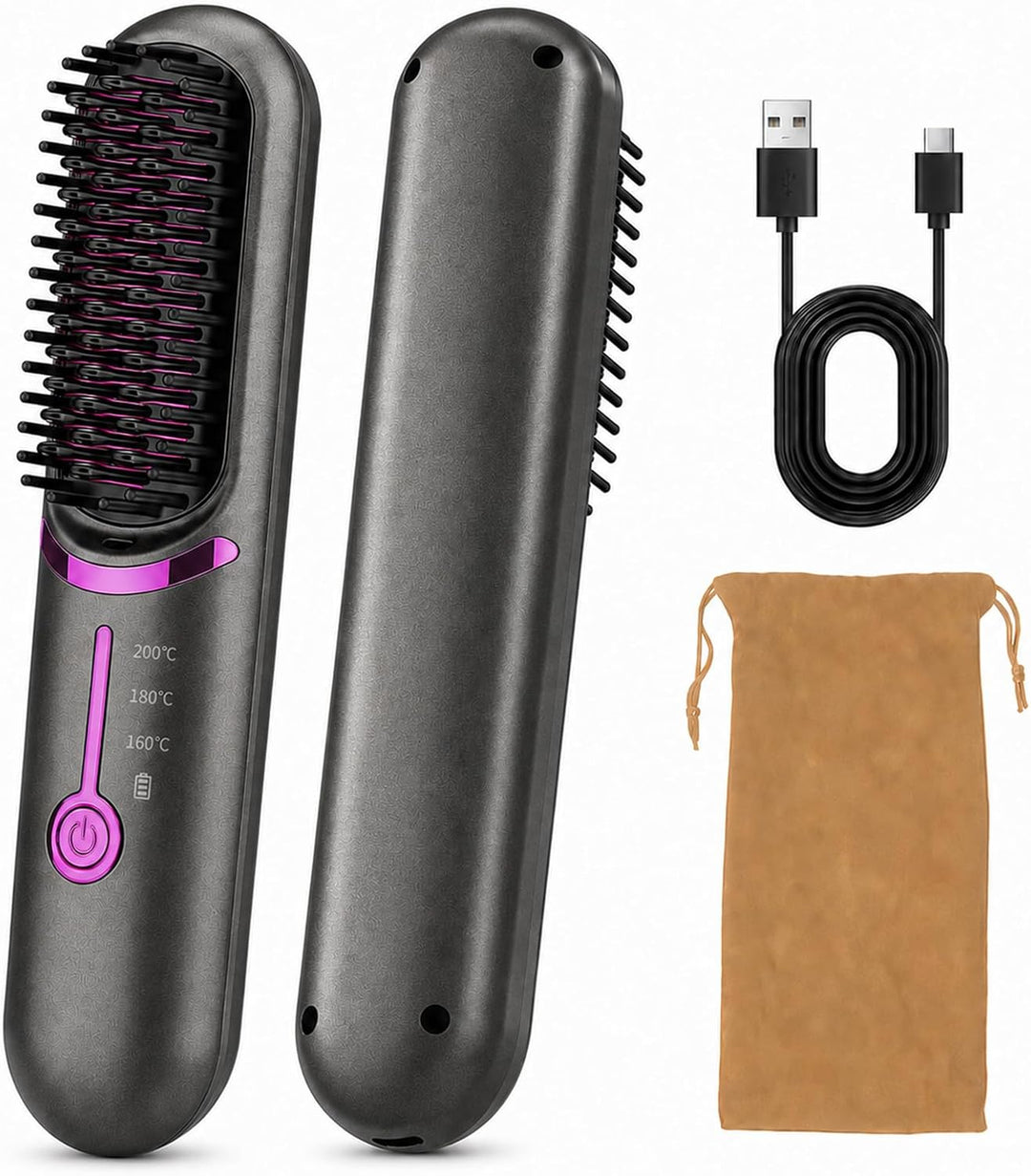 Unipampa Cepillo alisador de cabello 2 en 1, peine alisador de pelo...