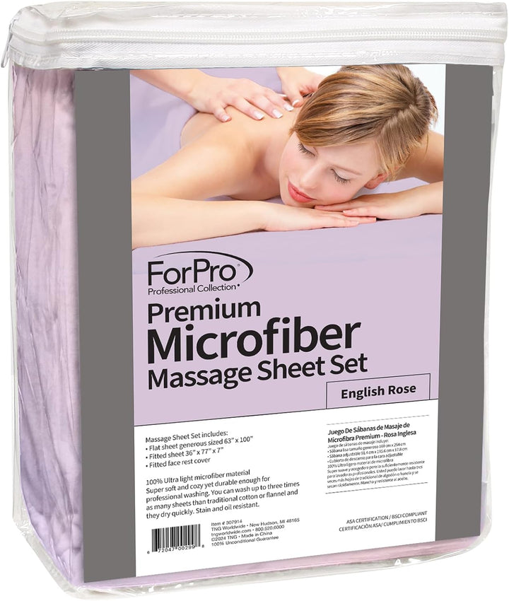 ForPro - Juego de sábanas de masaje de microfibra de 3 piezas, rosa...