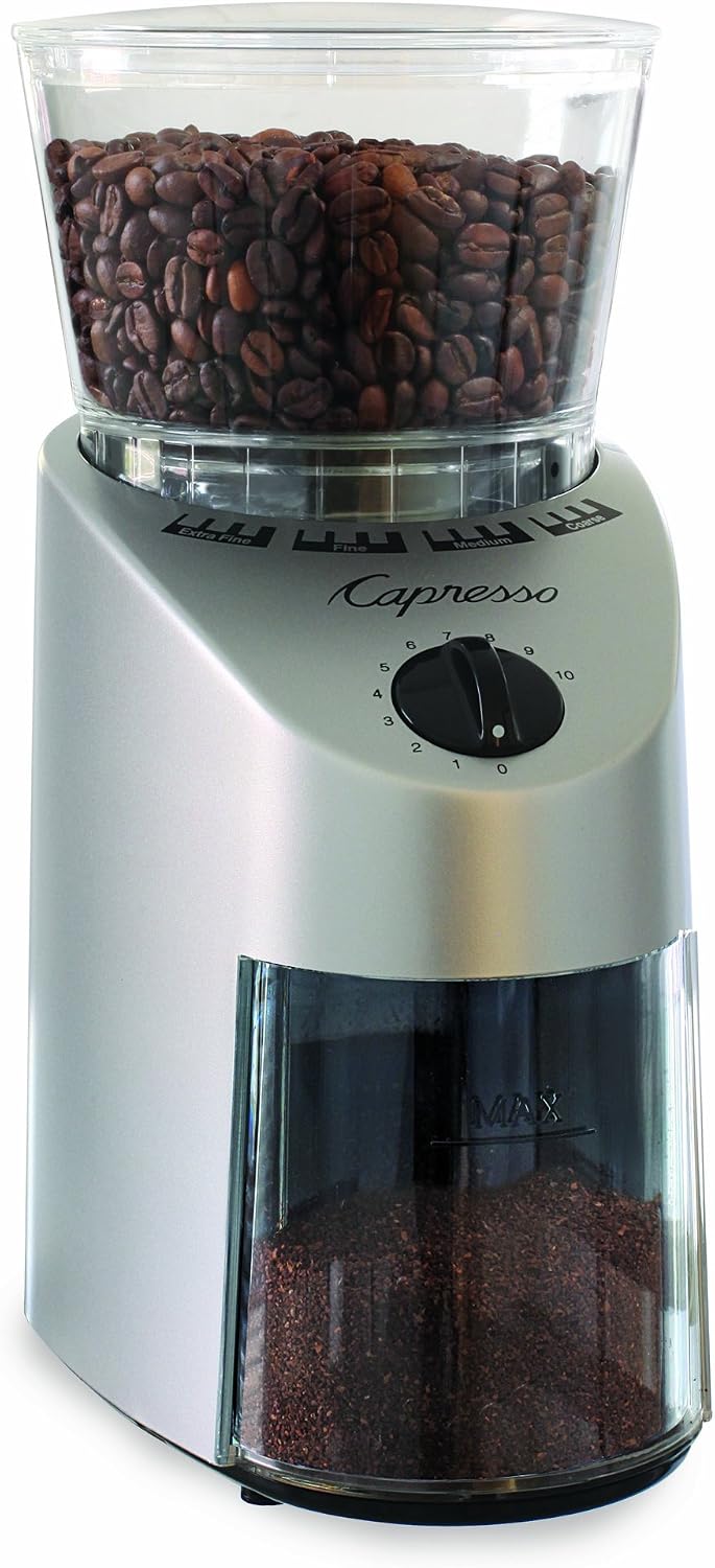 Molino de muelas cónicas Infinity marca Capresso, Acabado inoxidable
