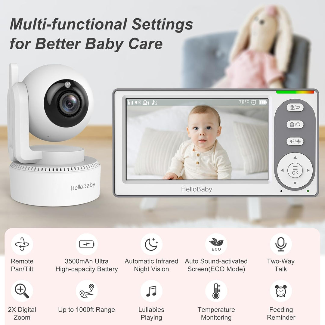 HelloBaby Monitor de Bebé con Video de 4.3'' con Batería de...