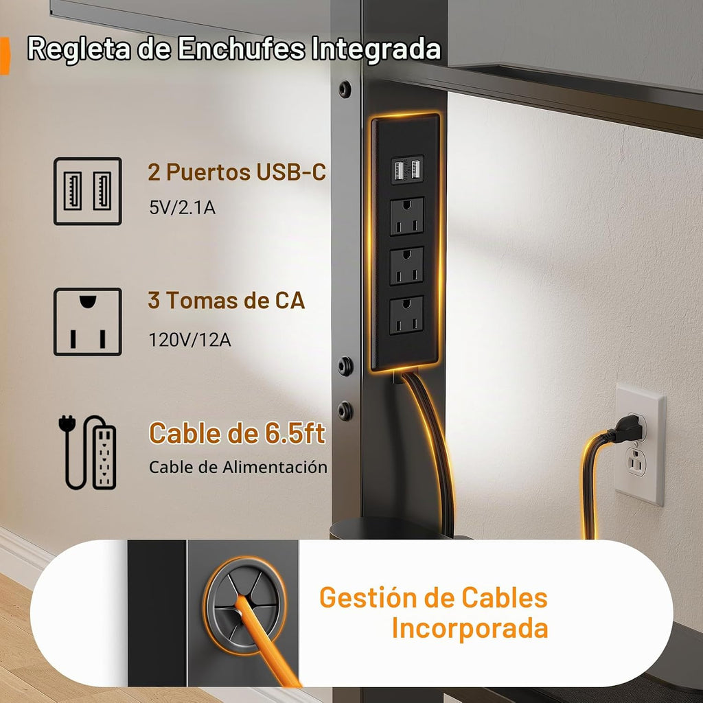 Lámpara Perlegear Soporte de TV rodante con toma de corriente para televisores de