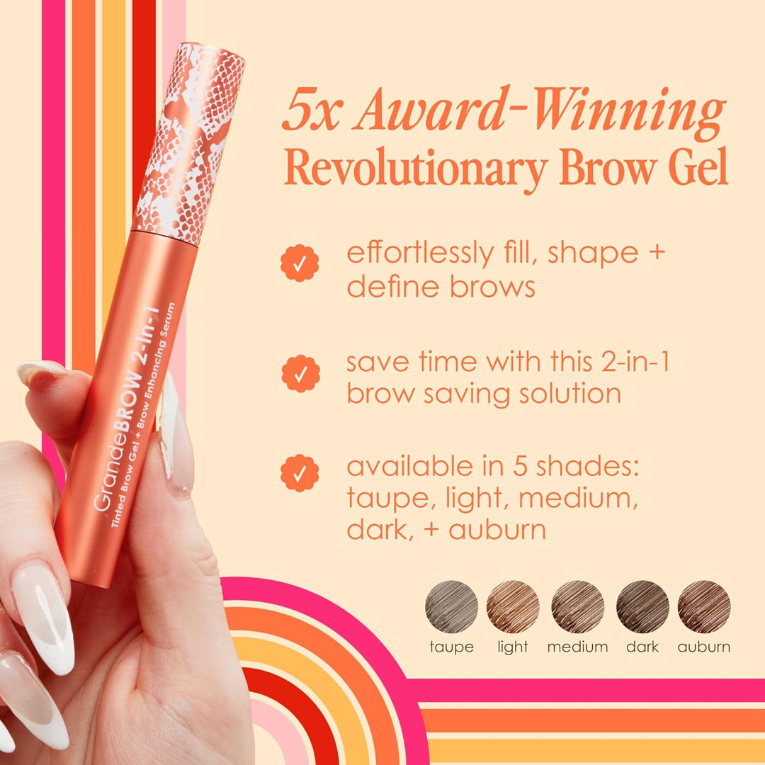 Grande Cosmetics GrandeBROW - Gel tintado para cejas 2 en 1 + suero...