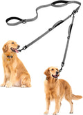Correa doble para perros PetBonus, correa doble sin enredos, correa reflectante de entrenamiento para caminar, 4 asas acolchadas cómodas para 2 perros con tazón plegable y bolsas de desecho (Gris