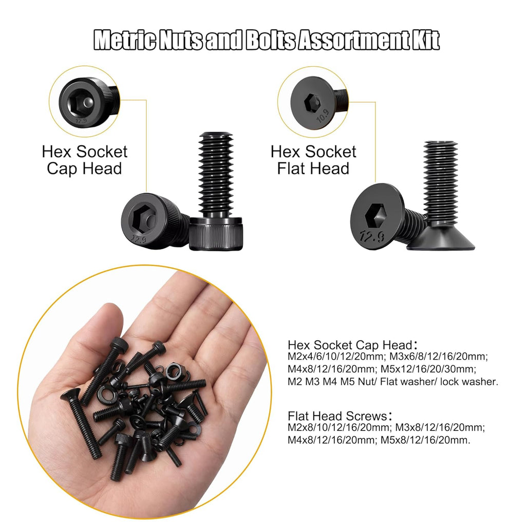 ZTF Surtido de tornillos métricos, tornillos surtidos M2 M3 M4 M5