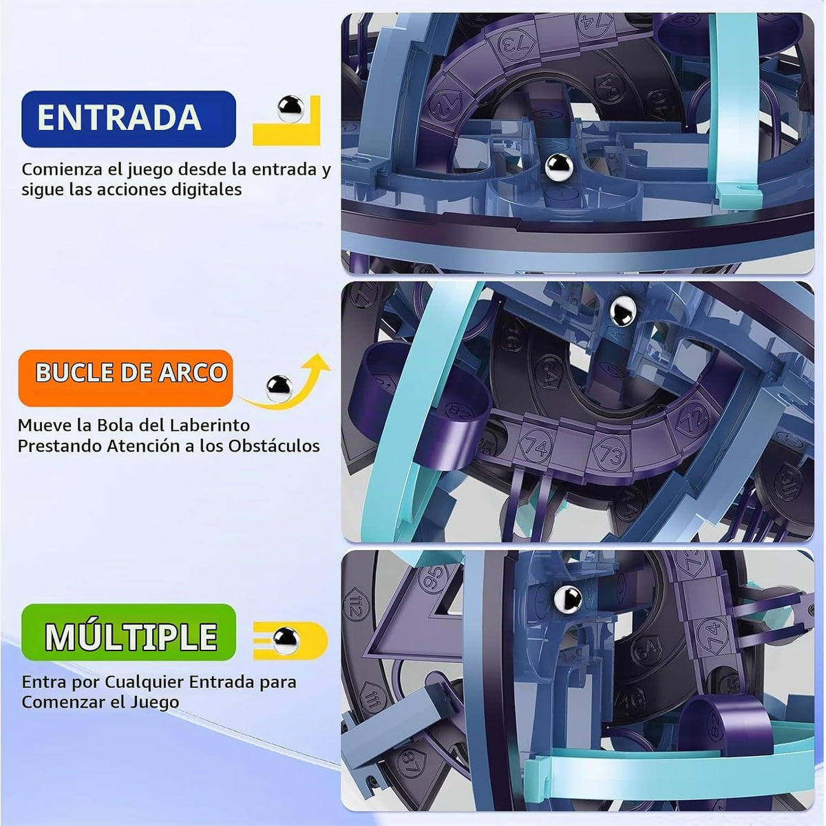 Bola de laberinto 3D, juego interactivo de esfera laberinto con 158