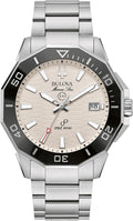 Bulova Reloj Marine Star de cuarzo de alto rendimiento de la serie C, pulsera de acero inoxidable plateada, esfera blanca (estilo: 96B426)