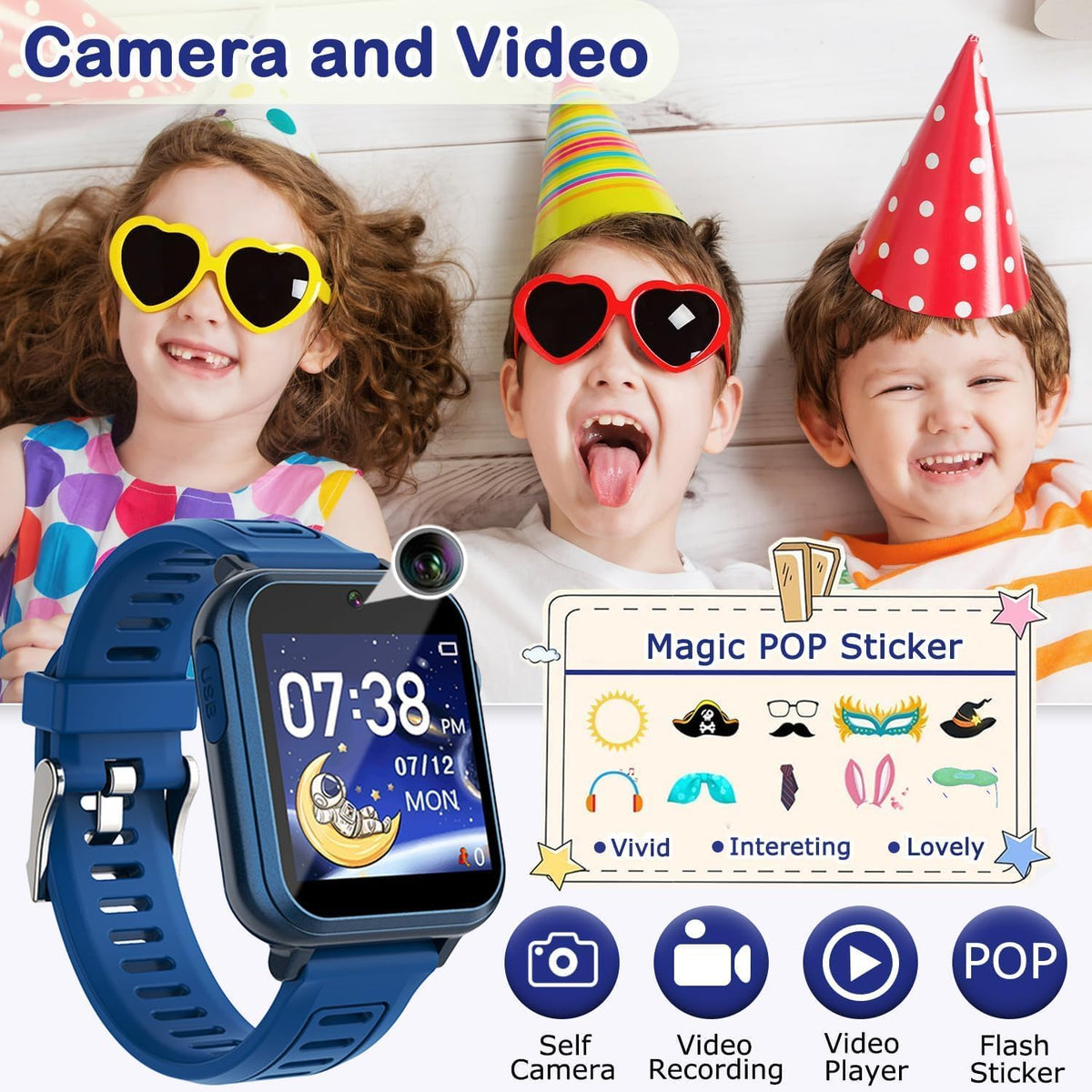 Cosjoype - Reloj inteligente para niños, con 39 juegos de rompecabezas