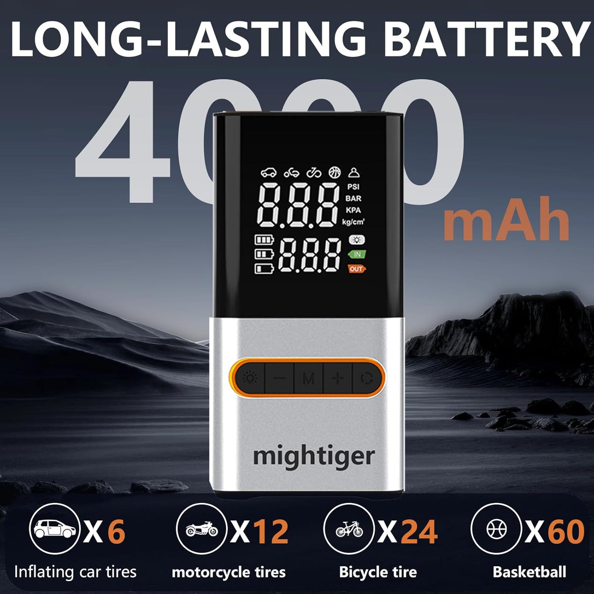 Mightiger Inflador de Neumáticos Compresor de Aire Portátil Bomba d...