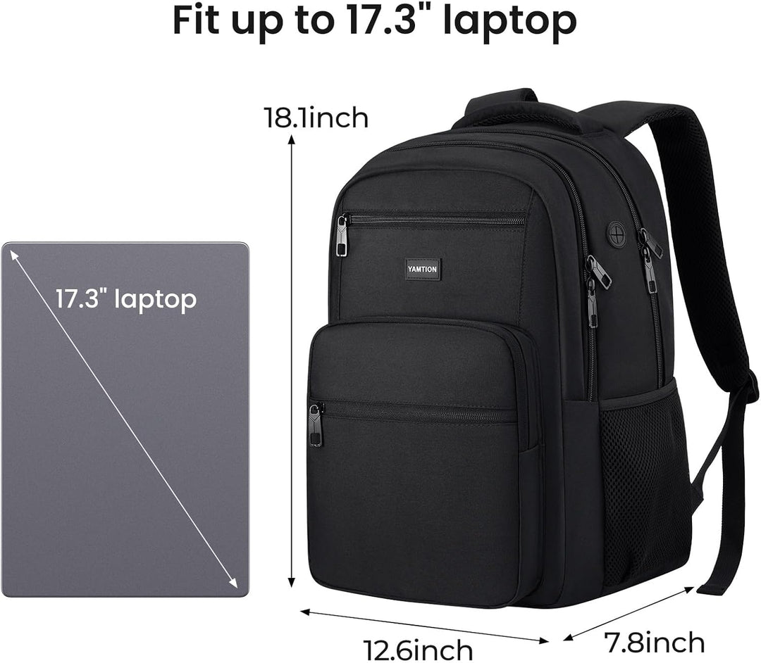 YAMTION Mochila negra para laptop para hombres y mujeres, mochila e...