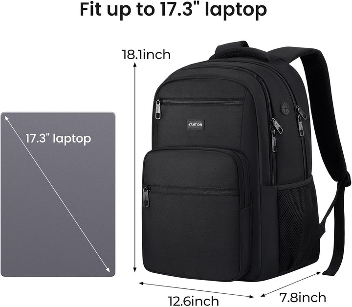 YAMTION Mochila negra para laptop para hombres y mujeres, mochila e...