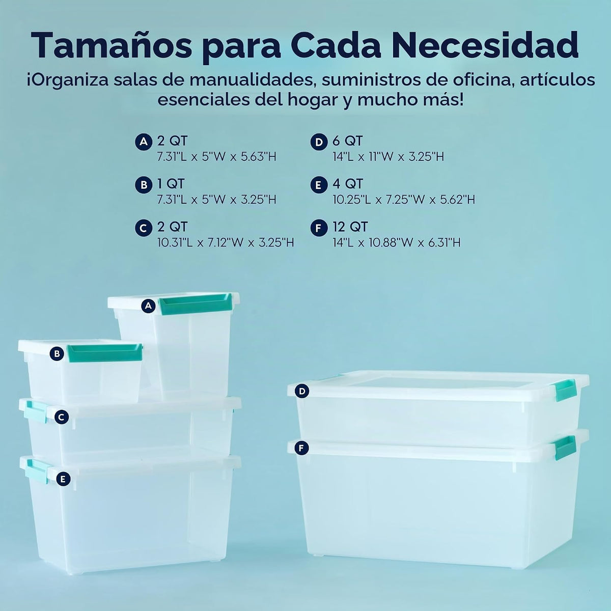 IRIS USA - Contenedores de almacenamiento de plástico de 6 cuartos con tapas, paquete de 4, contenedores sensoriales, almacenamiento de manualidades, organizadores y almacenamiento de manualidades,