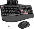Combo de teclado y mouse inalámbricos, teclas onduladas de tamaño c...