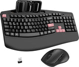 Combo de teclado y mouse inalámbricos, teclas onduladas de tamaño c...