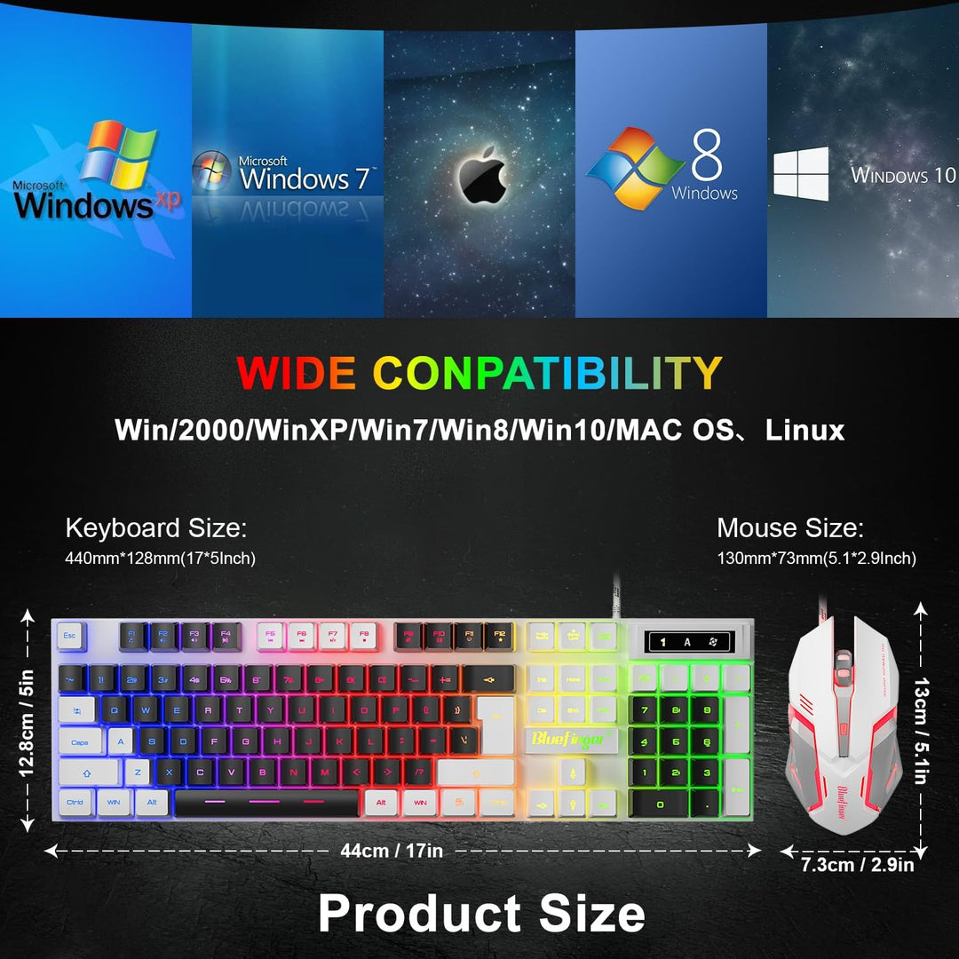 Combo de teclado y ratón para juegos RGB de BlueFinger con retroilu...
