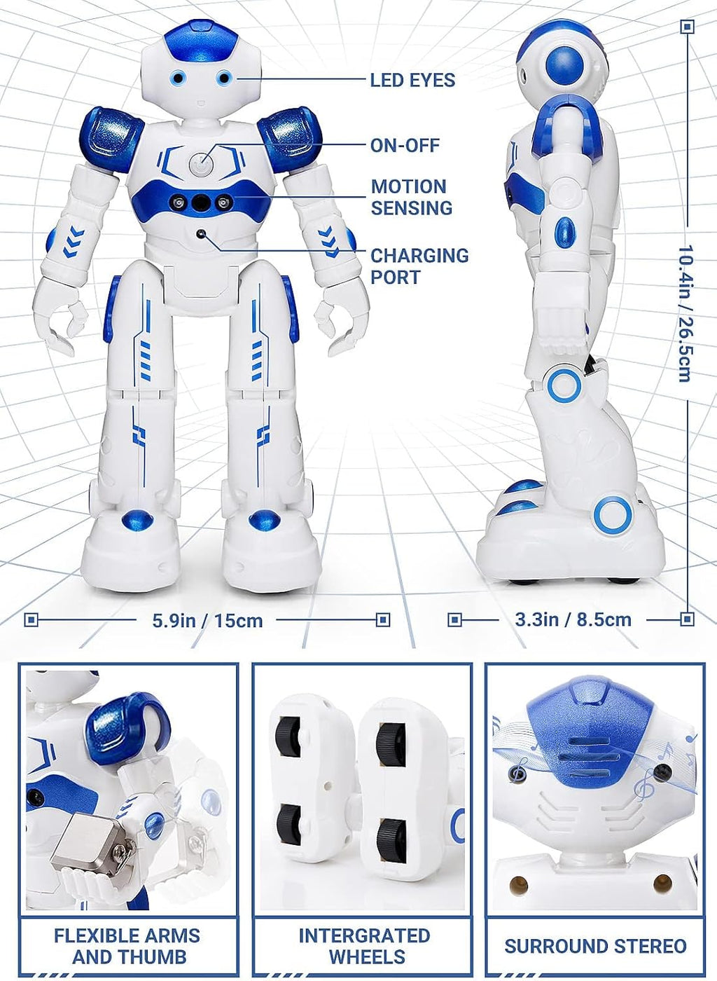 KingsDragon - Robot RC, juguetes para niños, gestos y detección programable, robot inteligente a control remoto para niños de 3 a 8 años, regalo de cumpleaños