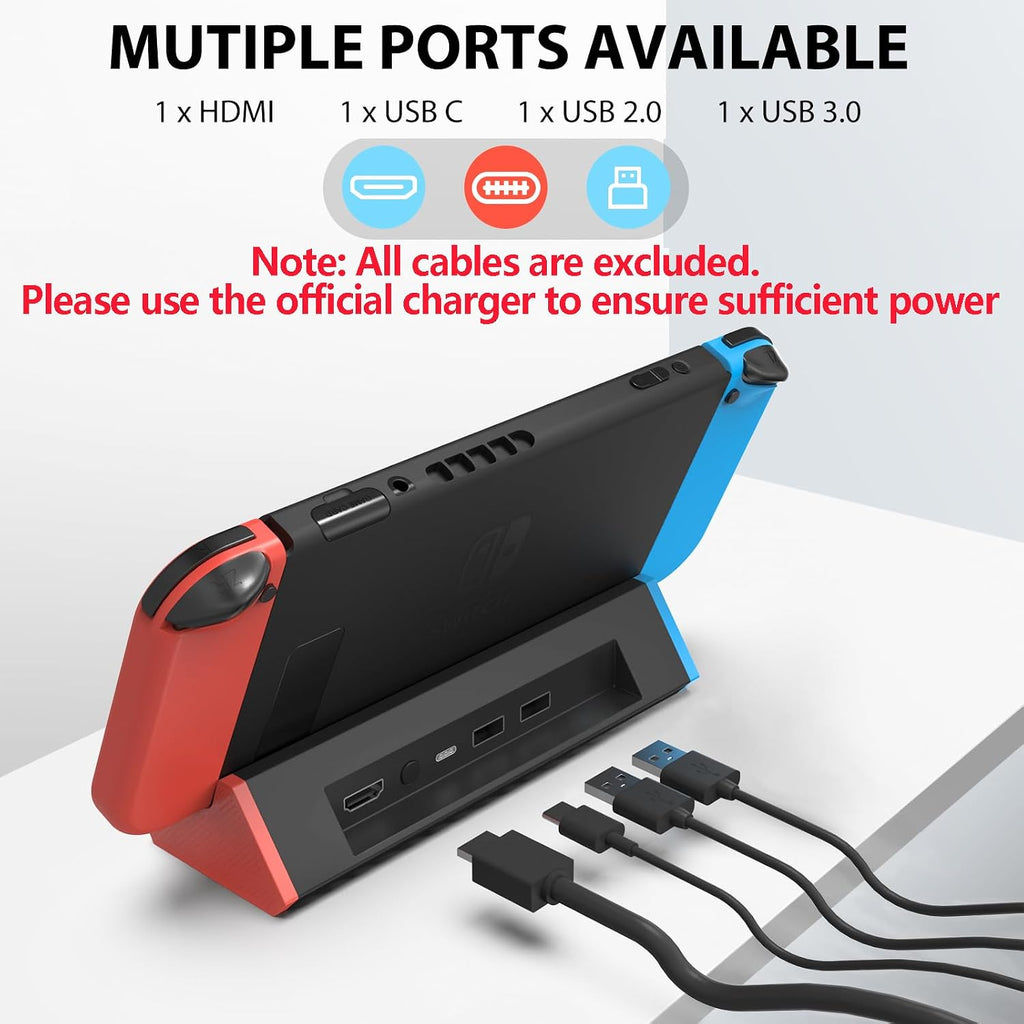 SIWIQU Estación de acoplamiento para TV para Nintendo Switch/Switch OLED, estación de acoplamiento portátil para TV de reemplazo con adaptador HDMI 4K/ Puerto Type C / Puerto USB para Nintendo Switch oficial (para Switch/OLED)