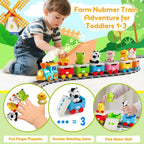Juguetes de tren de granja para niños pequeños de 1 a 3 años, juego de tren