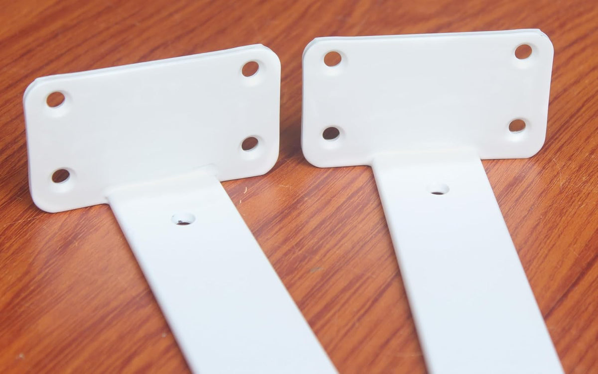 Paquete de 12 soportes de estante en L ocultos, color blanco, de 8 pulgadas (1/5 pulgadas de grosor), soportes de estante de hierro, metálicos, industriales, modernos