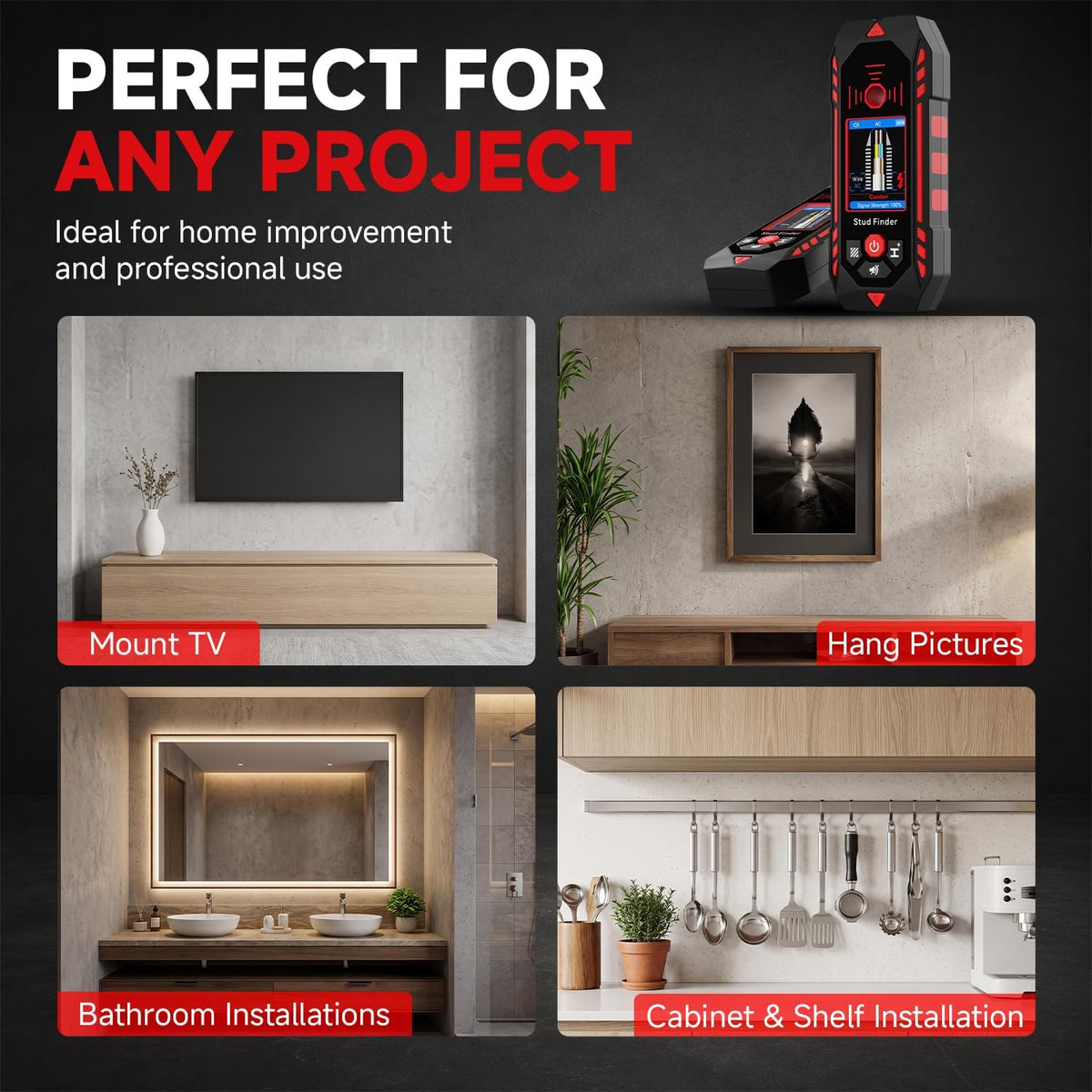 NOYAFA Detecta Vigas, Detector Eléctrico de Pared con Sensibilidad Ajustable