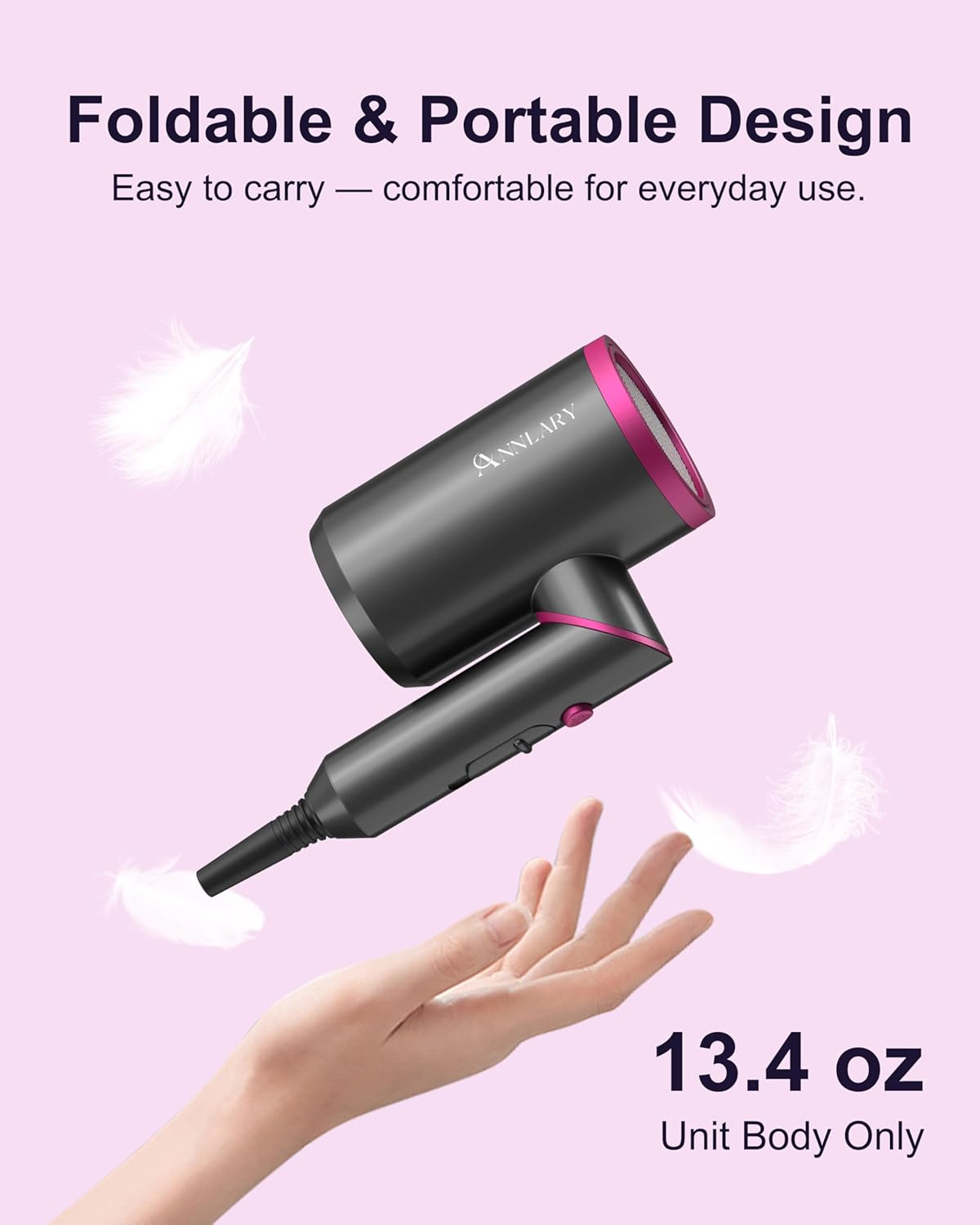 ANNLARY Secador de pelo con peine | Secador de pelo de 1800 W con d...
