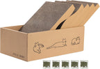 5 piezas de rascador para gatos con caja, rascadores reversibles para gatos de interior, rascador de cartón para gatos con hierba gatera, 2 tablas curvas y 3 tablas planas para rascar en la