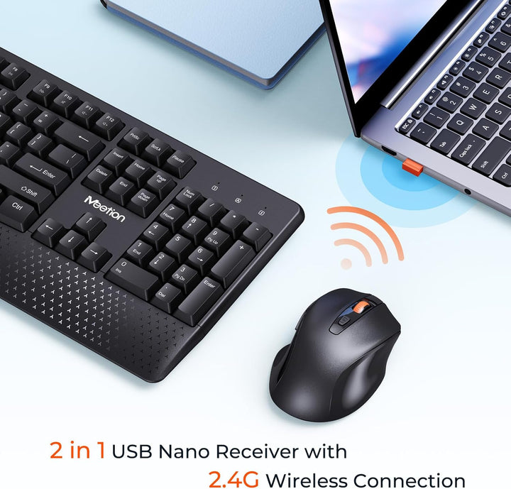 MEETION Nuevo teclado y ratón inalámbrico, combo de teclado y ratón...