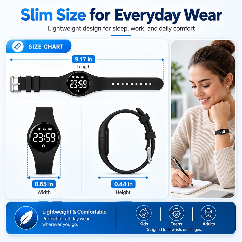 Pulsera de alarma vibratoria para personas que duermen pesadamente, reloj de choque para adolescentes, pulsera silenciosa, despertador, despertar sordos con TDAH, personas con TDAH, portátil