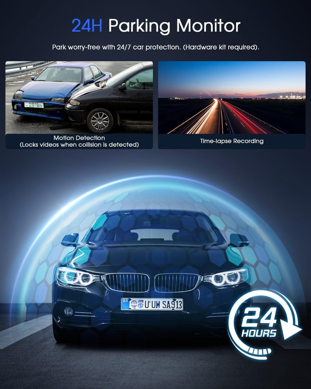 Dash Cam WiFi 2K cámara de coche con aplicación GPS