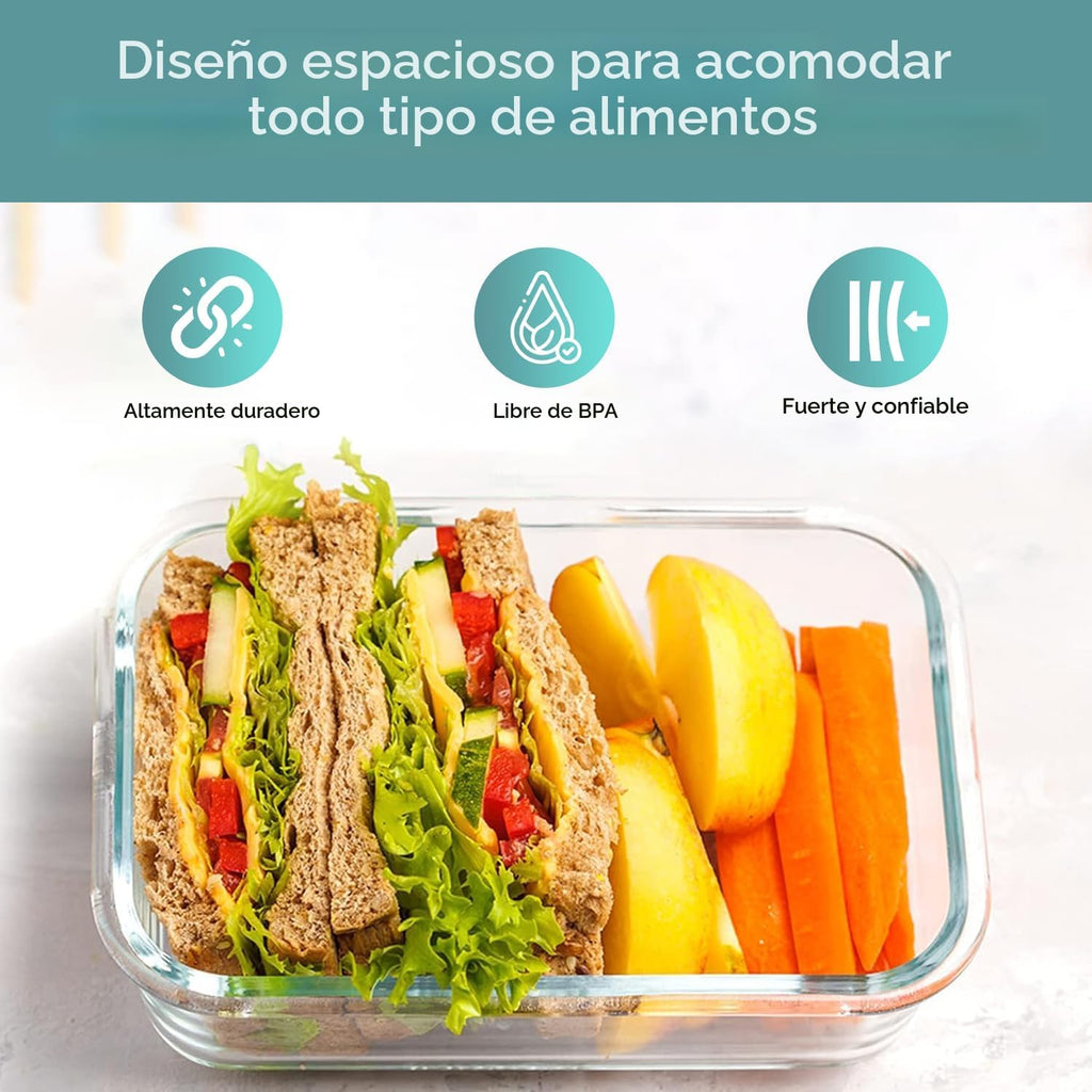 Razab Juego de 35 recipientes de vidrio para almacenamiento de alimentos con tapas, cajas Bento herméticas para preparación de comidas, sin BPA, 100% a prueba de fugas (15 tapas, 15 vasos y 5