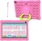 Tablet Android 15 para niños, tabletas de 10 pulgadas para niños, Rosa